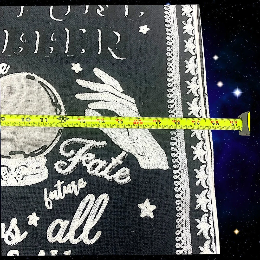 Bourbon St. Apothecary Fortune Teller Crewel Embroidered Pillow Cover Halloween